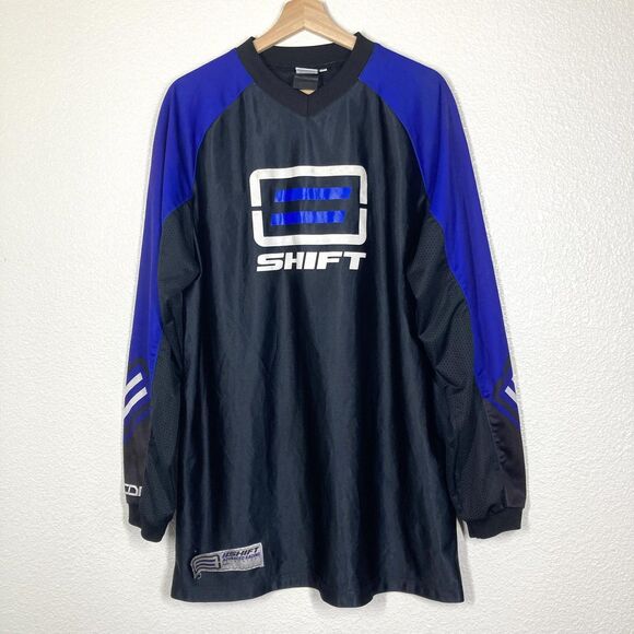Shift Racing Motocross Jersey Mens Large Black Blue Recon Vented Long Sleeve - Picture 1 of 16